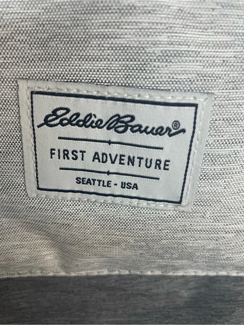 Eddie Bauer Gray and Tan Canvas diaper bag Backpack